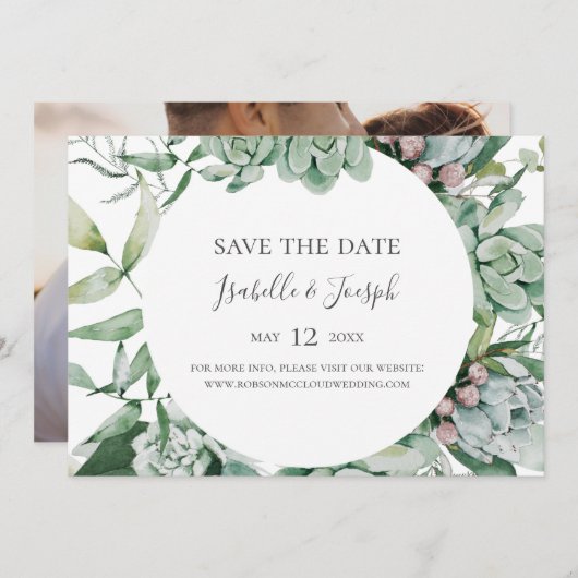 Save The Date Photo de verdure réussie Horizontal Enregistrer la (Devant / Derrière)