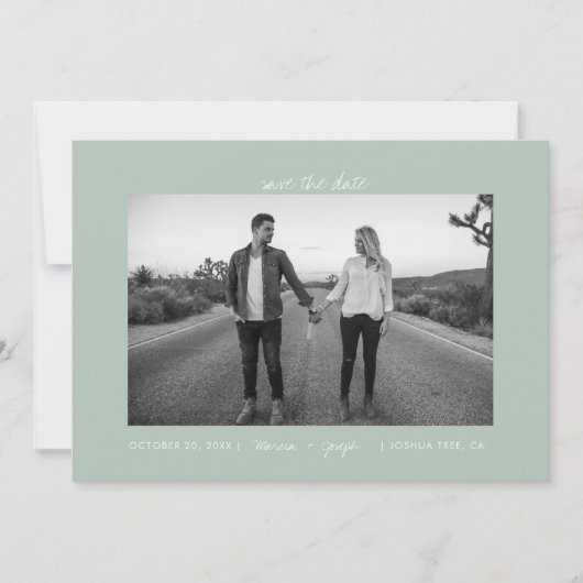 Save The Date Photo décontracté Pastel Sage Frame (Devant)