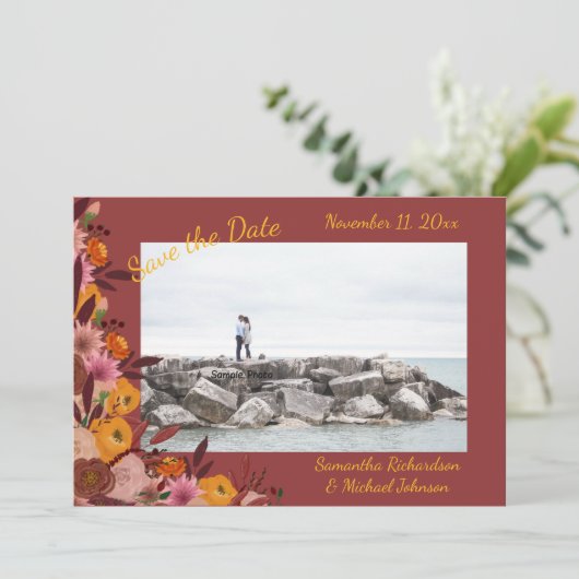 Save The Date Photo des fleurs automnales (Debout devant)