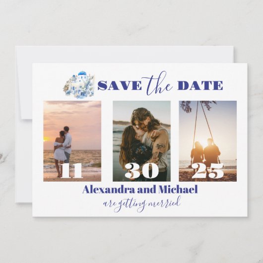 Save The Date Photo Destination Grèce Mariage Santorini (Devant)