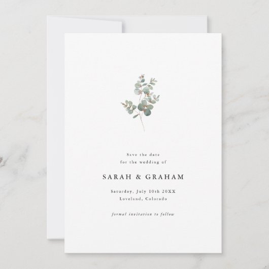 Save The Date Photo d'eucalyptus (Devant)