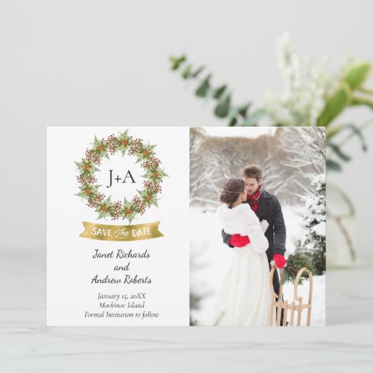 Save The Date Photo d'hiver ou de Noël Enregistrer la date (Debout devant)