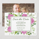 Save The Date Photo d'hortensia rose (Devant / Derrière)