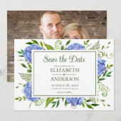 Save The Date Photo d'hortensias bleus (Devant / Derrière)