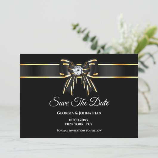 Save The Date Photo do-it-yourself diamant en or noir (Debout devant)