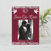 Save The Date Photo, Doves, Coeur d'Argent & Parties scintillant (Debout devant)