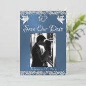 Save The Date Photo, Doves, Coeur d'argent & Parties scintillant (Debout devant)