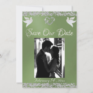 Save The Date Photo, Doves, Coeur d'argent & Parties scintillant