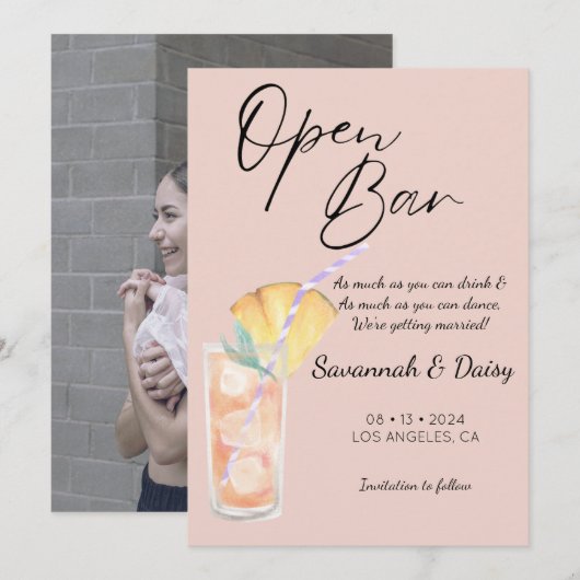 Save The Date Photo drôle d'Orange Moderne (Devant / Derrière)