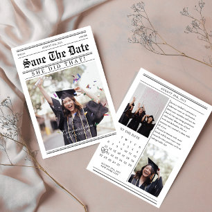 Save The Date Photo du journal du calendrier unique Graduation