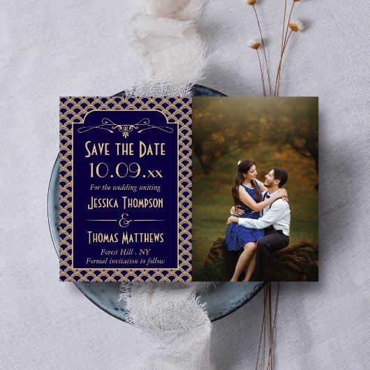 Save The Date Photo du Mariage Art déco des années 1920 vintage