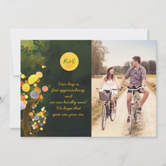 Save The Date Photo du Mariage de l'arbre rustique Enregistrer l (Devant)