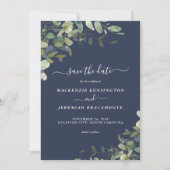 Save The Date Photo du Mariage de l'Eucalyptus bleu de la Marine (Devant)