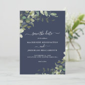 Save The Date Photo du Mariage de l'Eucalyptus bleu de la Marine (Debout devant)