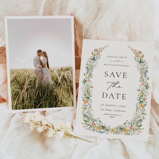 Save The Date Photo du Mariage fleur sauvage Enregistrer la cart