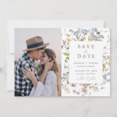 Save The Date Photo du Mariage fleur sauvage Enregistrer la date (Devant)