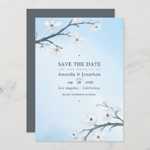 Save The Date Photo du Mariage White Cherry Blossoms