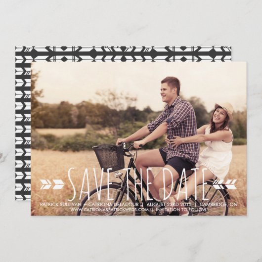 SAVE THE DATE PHOTO DU MOTIF TRIBAL ENREGISTRER LA DATE ANNONCE (Devant / Derrière)