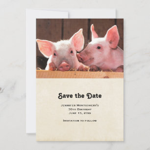 Save The Date Photo d'un animal de porcelets roses mignons