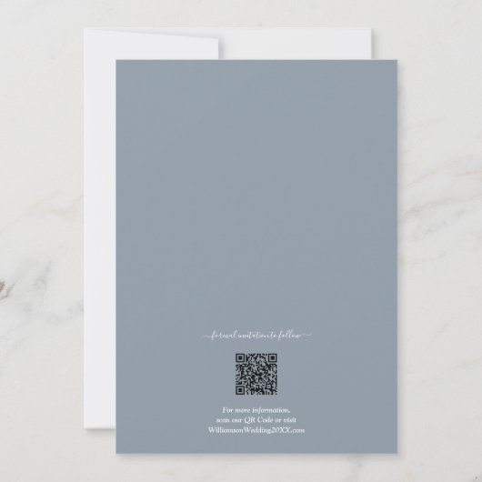 Save The Date Photo Dusty Blue QR Code Mariage (Dos)