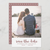 Save The Date Photo Dusty Rose et Pois blancs (Devant / Derrière)