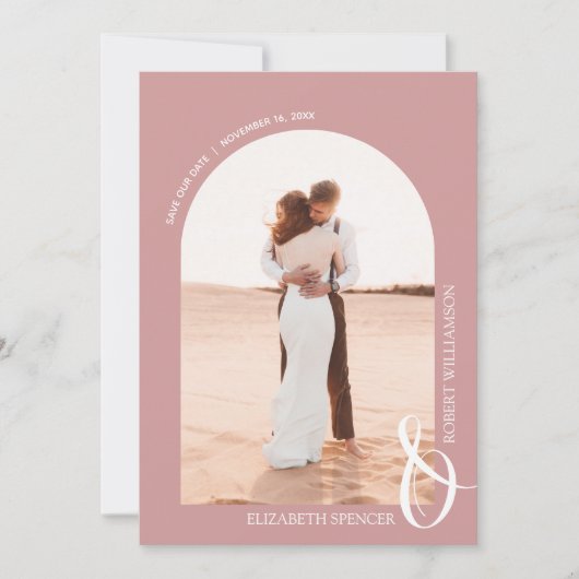 Save The Date Photo Dusty Rose QR Code Mariage (Devant)