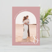 Save The Date Photo Dusty Rose QR Code Mariage (Debout devant)