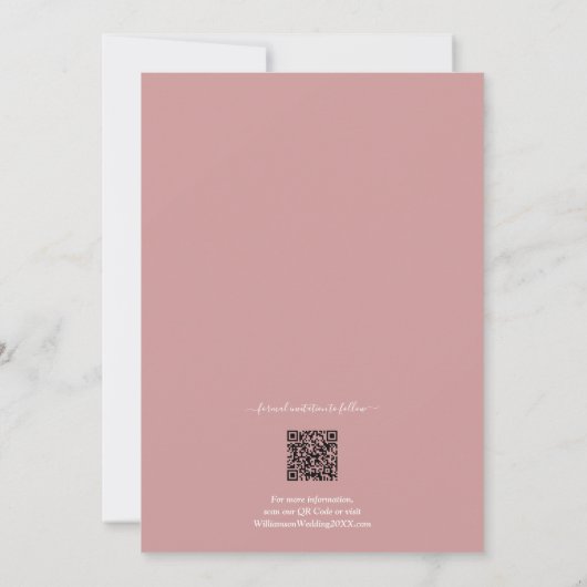 Save The Date Photo Dusty Rose QR Code Mariage (Dos)