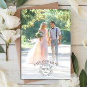 Save The Date Photo Elegant Crest Monogramme