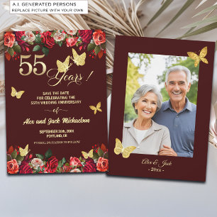 Save The Date Photo élégant d'anniversaire de mariage de 55 ans