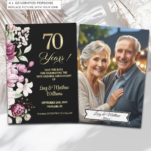 Save The Date Photo élégant d'anniversaire de mariage de 70 ans