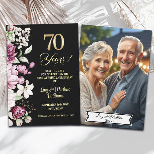 Save The Date Photo élégant d'anniversaire de mariage de 70 ans 