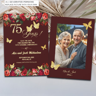 Save The Date Photo élégant d'anniversaire de mariage de 75 ans