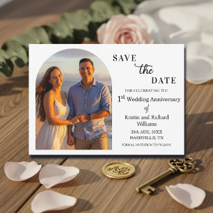 Save The Date Photo élégant de 1er anniversaire de mariage