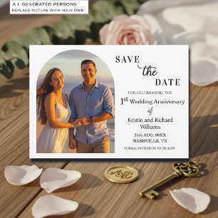 Save The Date Photo élégant de 1er anniversaire de mariage