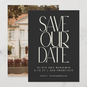 Save The Date Photo élégant de classe noir simple moderne tendan