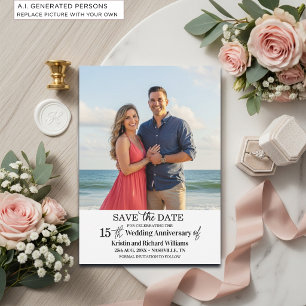 Save The Date Photo élégant du 15e anniversaire de mariage