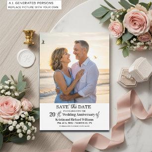 Save The Date Photo élégant du 20e anniversaire de mariage