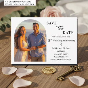 Save The Date Photo élégant du 5ème anniversaire de mariage