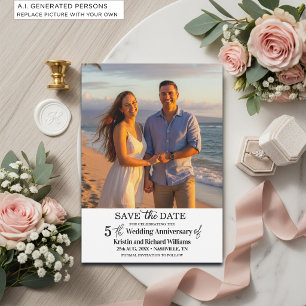 Save The Date Photo élégant du 5ème anniversaire de mariage