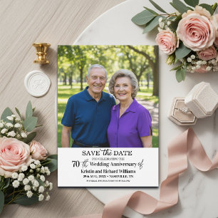 Save The Date Photo élégant du 70e anniversaire de mariage