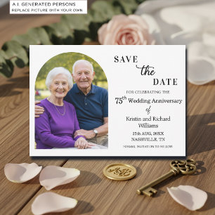 Save The Date Photo élégant du 75e anniversaire de mariage