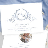 Save The Date Photo : Elegant Dusty Blue Monogram Mariage