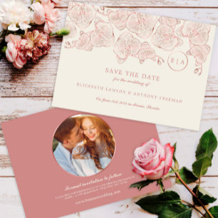 Save The Date Photo : Elegant Dusty Rose Floral Mariage