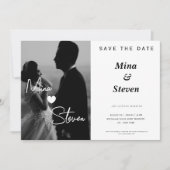 Save The Date Photo élégant en noir et blanc Mariage  (Devant)