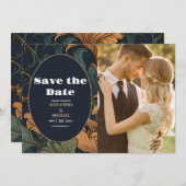 Save The Date Photo Elegant Floral Art Nouveau Mariage (Devant / Derrière)