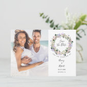 Save The Date Photo Elegant Lavande Floral Garland Chic (Debout devant)