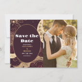 Save The Date Photo Elégant Mariage céleste d'or de Bourgogne (Devant)