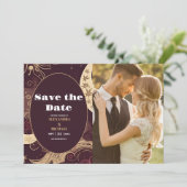 Save The Date Photo Elégant Mariage céleste d'or de Bourgogne (Debout devant)