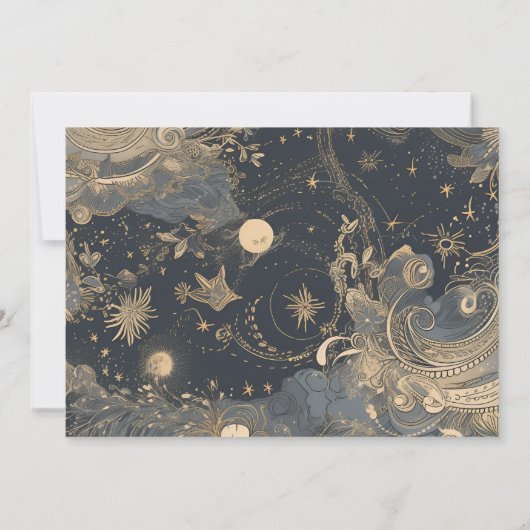 Save The Date Photo Elegant Mariage céleste Silver Gold (Dos)